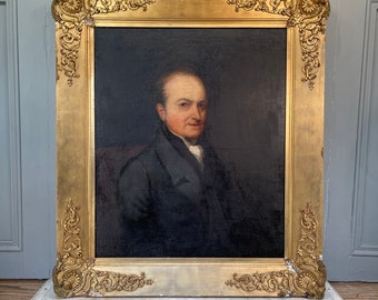 Very large antique Georgian oil painting portrait of a gentleman called Richard Perkins (1 of 2)