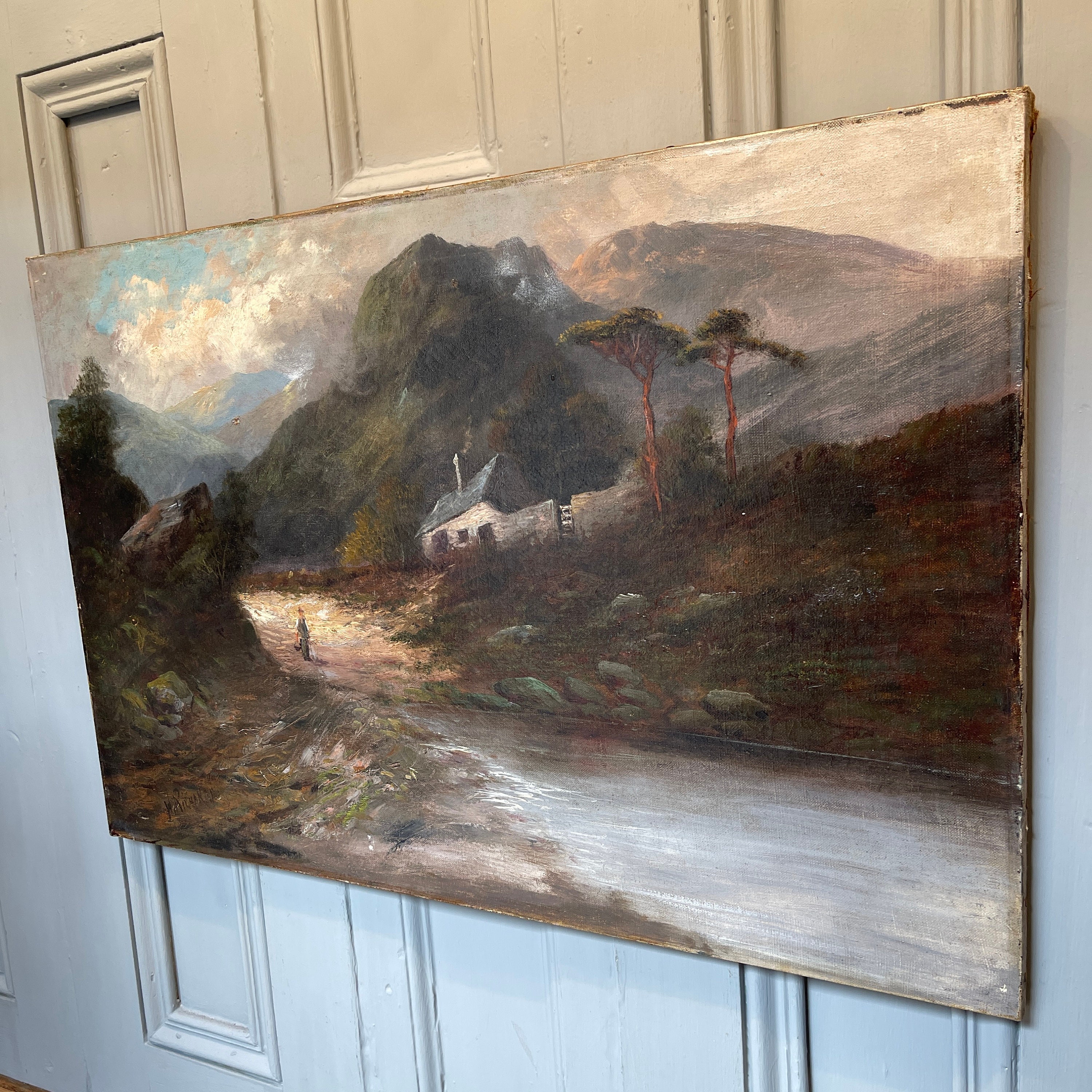 Antique Victorian River Landscape Oil Painting Signed W - Etsy
