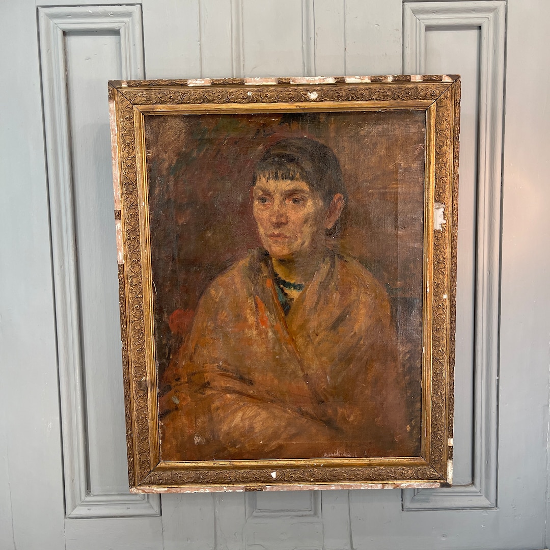 Antique French Oil Painting Portrait of a Lady in Shawl - Etsy