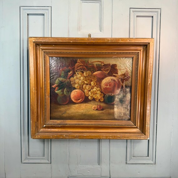 果物を描いた大きなアンティークの静物油絵 - Etsy 日本