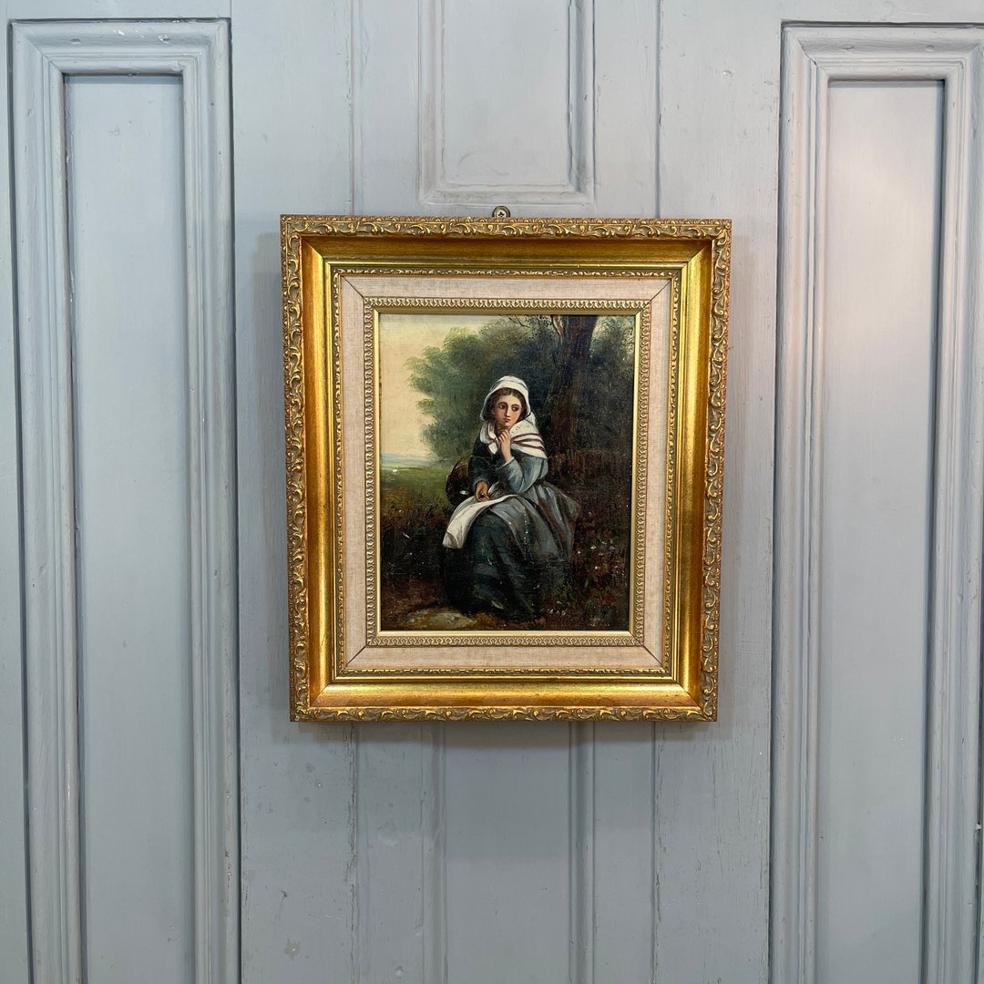 Antique Victorian Oil Painting Portrait Study of Girl With Basket - Etsy