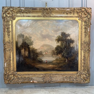 Large Antique Early Victorian River Landscape Oil Painting - Etsy