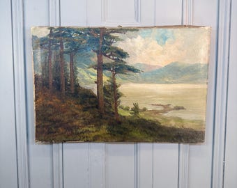 RESERVED for Rachael - Antique Victorian River Landscape Oil
