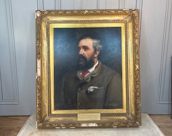 アンティーク紳士の肖像画油絵、19世紀の日記作家 - Etsy 日本