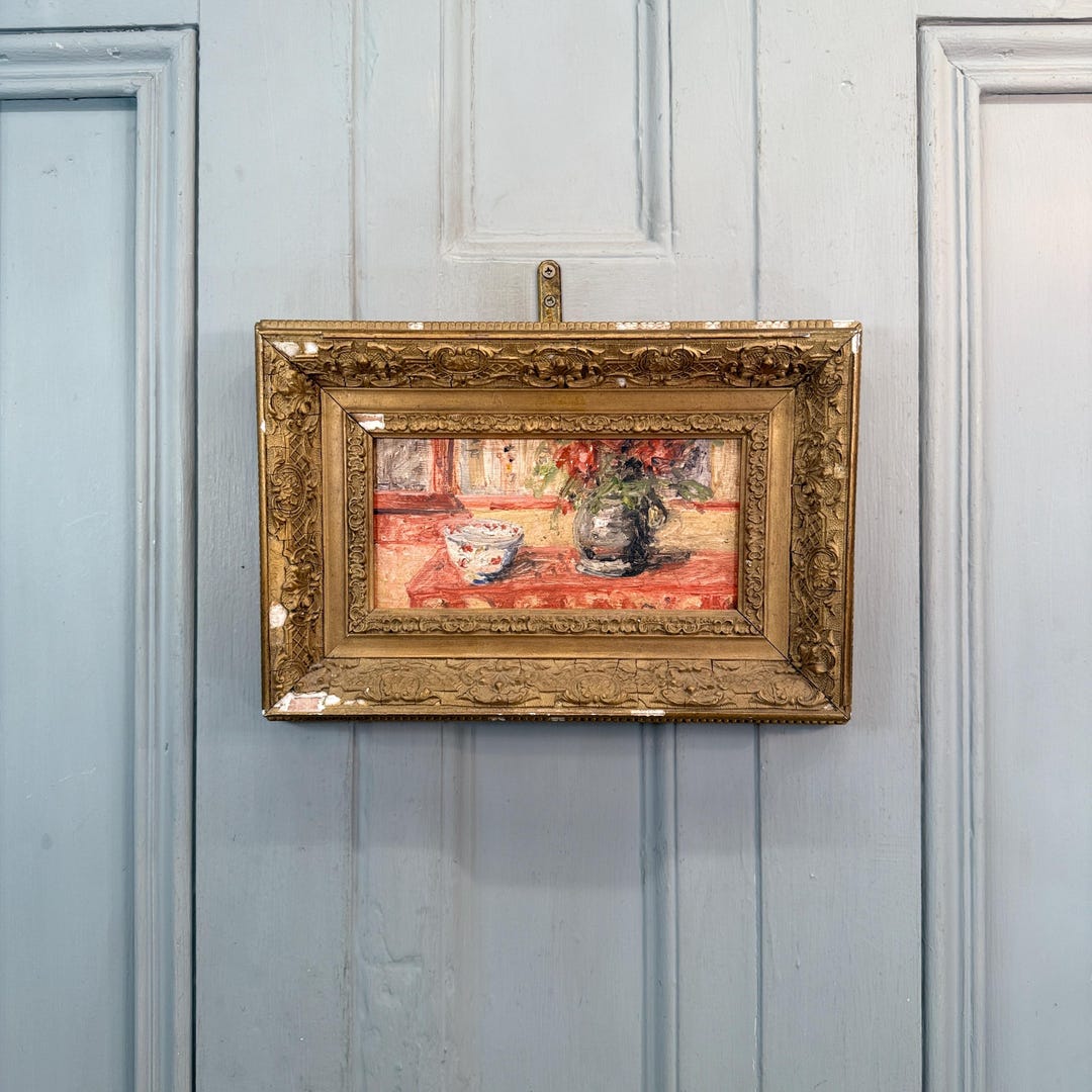 Small Antique French Impressionist Still Life Oil Painting Study of ...
