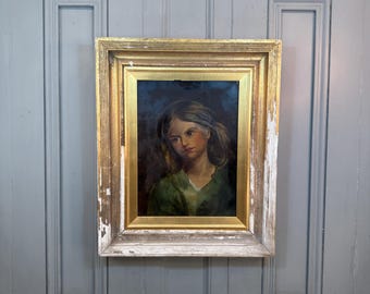 Retrato antiguo al óleo de una niña