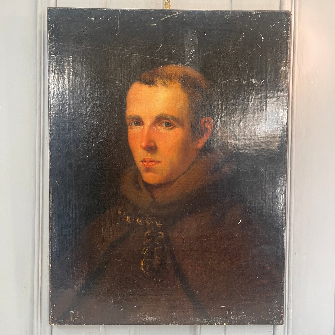 Antique 18th Century Spanish Portrait of a Man Monk in Robe Attributed ...