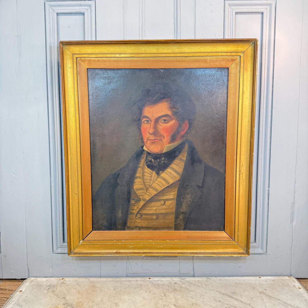Large Antique Oil Painting Portrait Study of a Gentleman in Necktie - Etsy