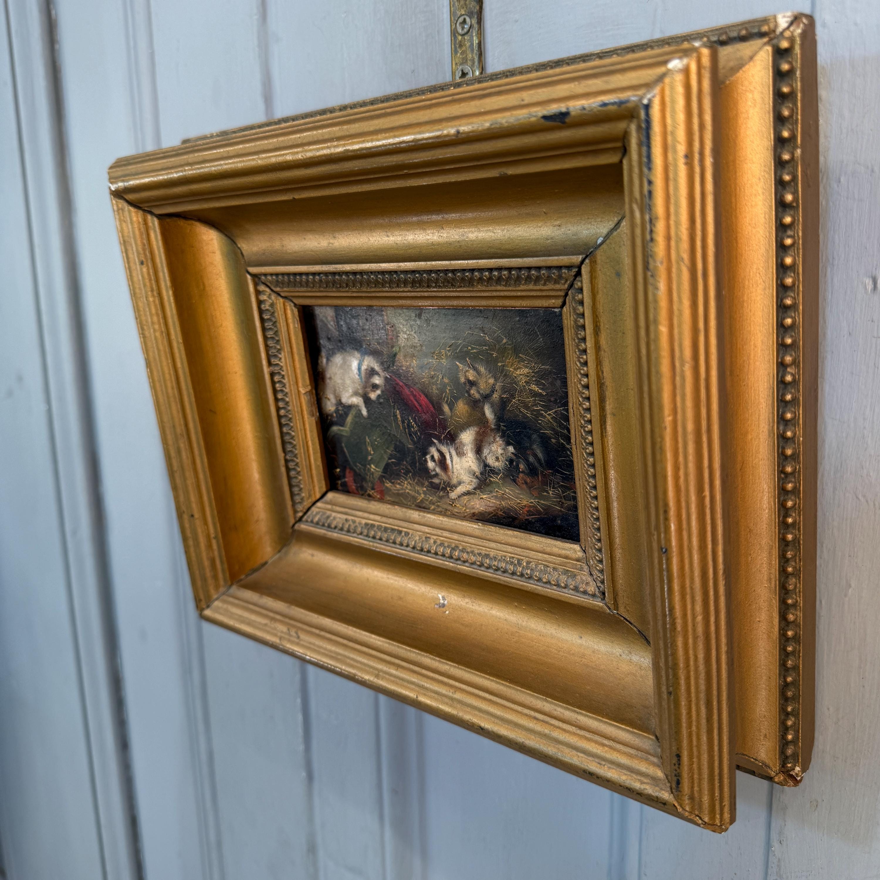 / (Fruits,Meat,Wine) Painting Oil アンティーク　油絵  クレスト 豊かな食卓の油絵 2112JD-008 / オフィス家具