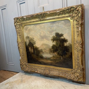 Large Antique Early Victorian River Landscape Oil Painting - Etsy