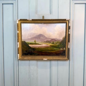 Antique Scottish river landscape oil painting