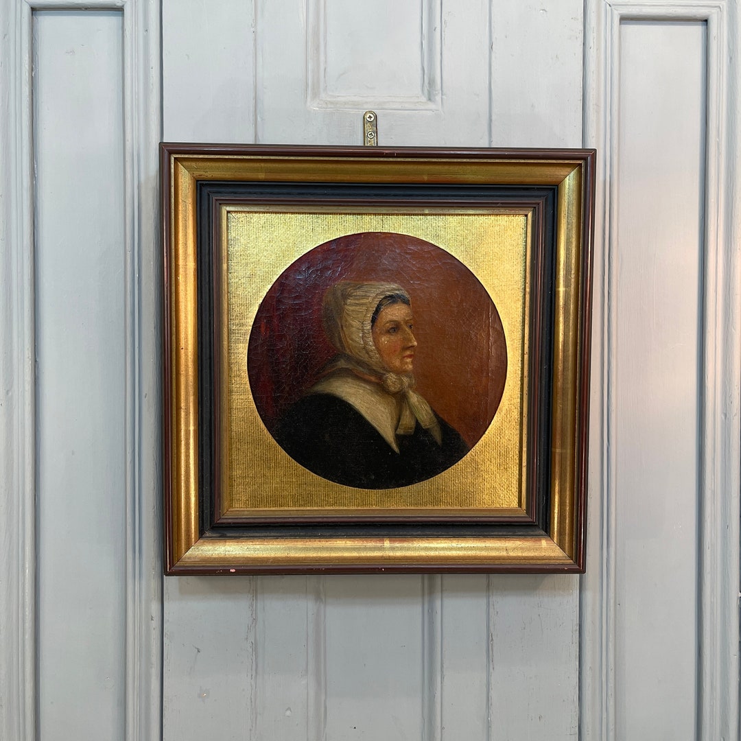 Antique Oil Painting Portrait of Lady in Bonnet Called Maud Dated 1875 ...
