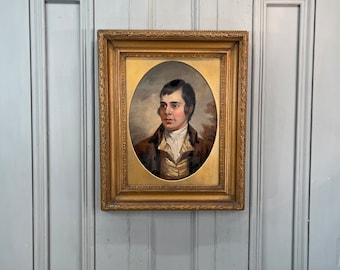 Antique Scottish oil painting portrait study of Robert Burns