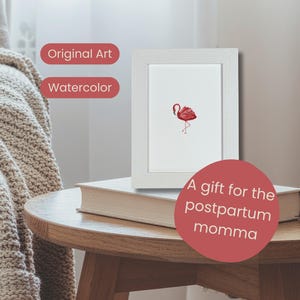 Flamingo Art Print: Pink flamingo Watercolor for moms 5x7 card stock