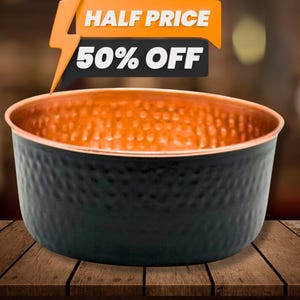 OP=OP Koperen drinkbak voor huisdieren: 100% puur handgehamerd koper