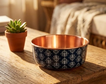 Damask Copper Dog & Cat Water Bowl – 100% Pure Copper