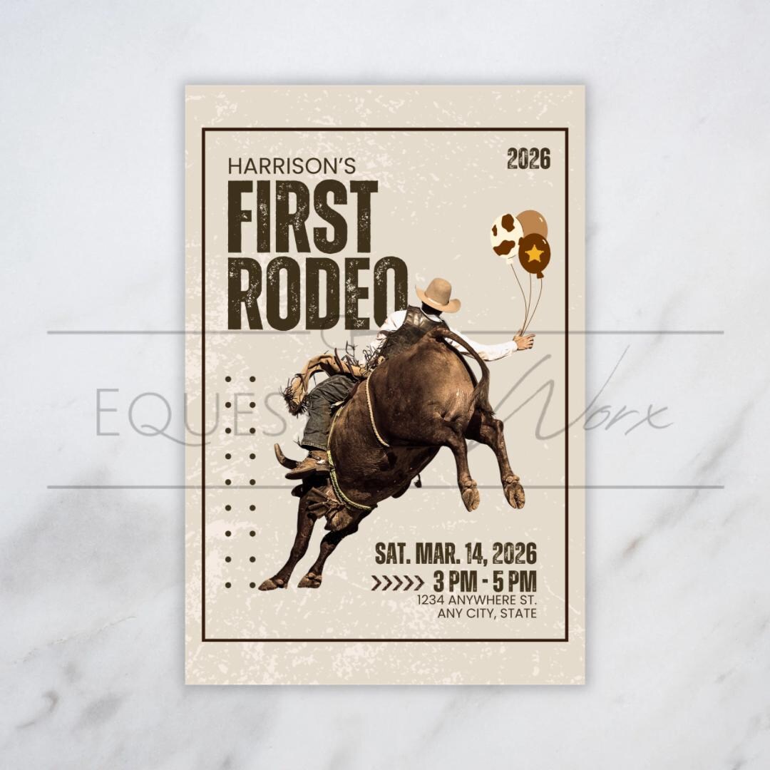Bull Rider Invitation Bull Rider Birthday Invitation | Editable Canva Template (digital ...