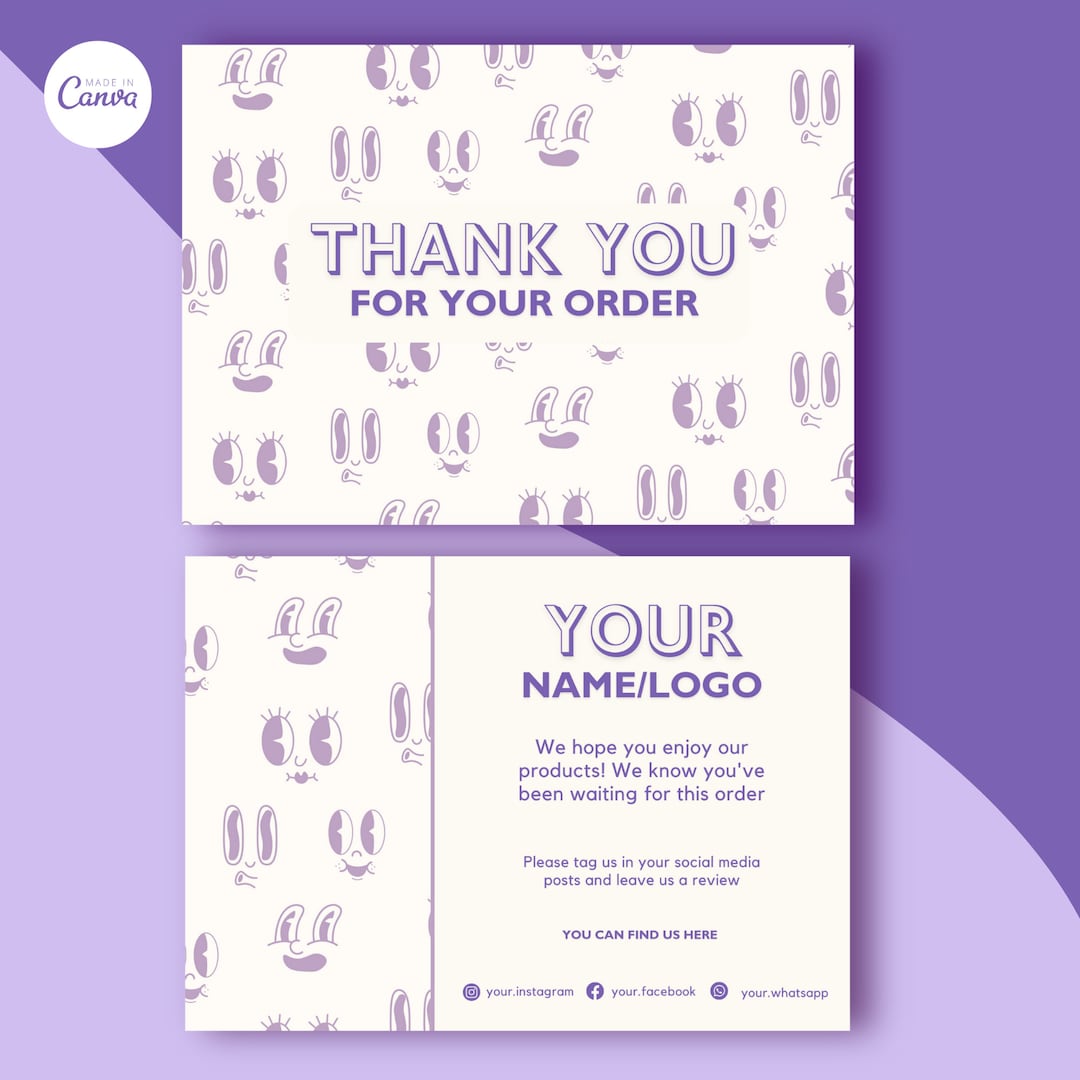 EDITABLE Thank You Card Template - Etsy