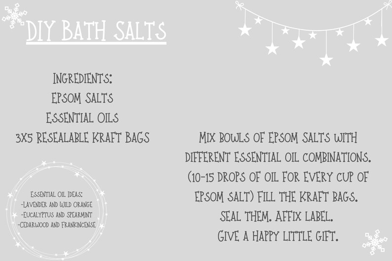DIY Holiday Bath Salts Labels & Recipe Card PDF Download Etsy