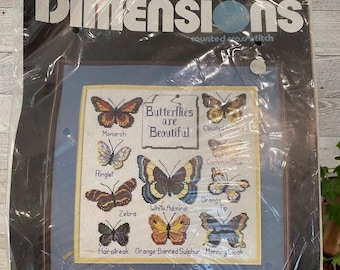 Broderie Crewel Vintage Sunset Designs - Fleurs Et Papillons Terminée