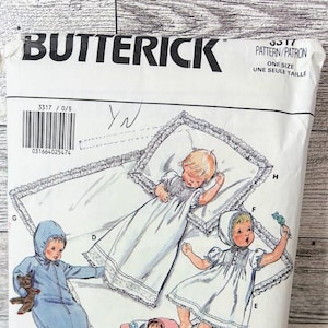 Vintage 1986 Butterick Schnittmuster Nr. 3317 - Säuglingsausstattung & Taufkleid Paket