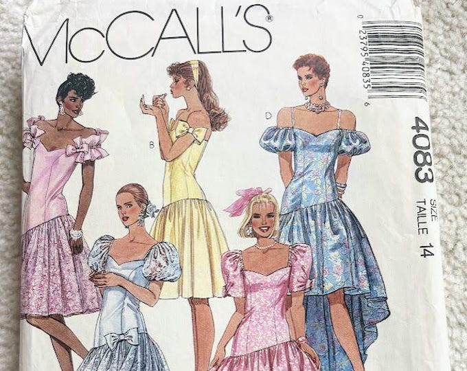 Vintage 1989 Mccall's Pattern No. 4083 - Misses Formal Dresses, Size 14 ...