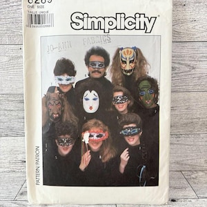 Vintage 1987 Simplicity Costume Sewing Pattern No. 8289 - Halloween Masks