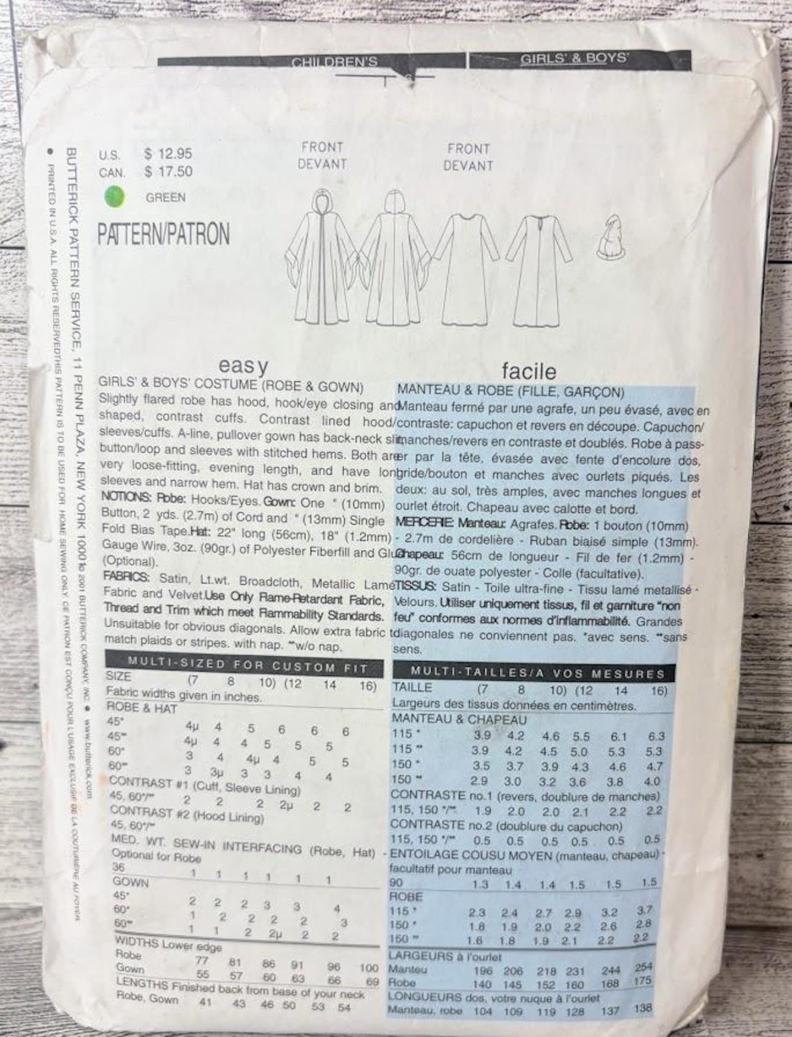 Vintage Wizard Costume Sewing Pattern – Butterick 3184, Size 7-10 - Etsy