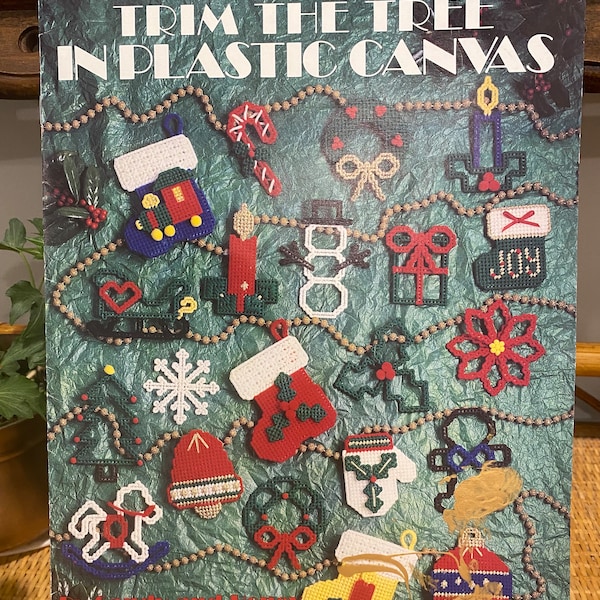 Vintage 1992 Trim the Tree in Plastic Canvas - Leaflet #1389