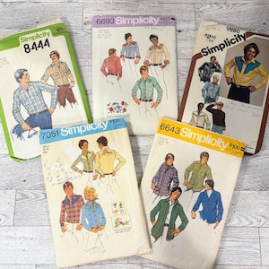Vintage 70's Men's Shirt Sewing Patterns - YOUR CHOICE
