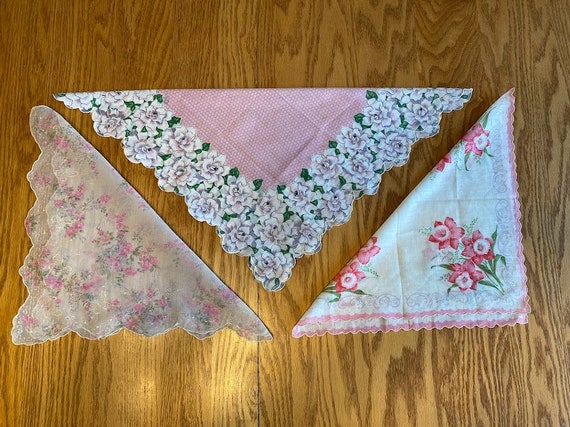 Vintage Handkerchiefs Lot of Three - Fancy Handke… - image 1