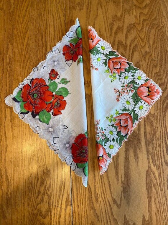 Vintage Handkerchiefs Set of Two - Fancy Handkerc… - image 1