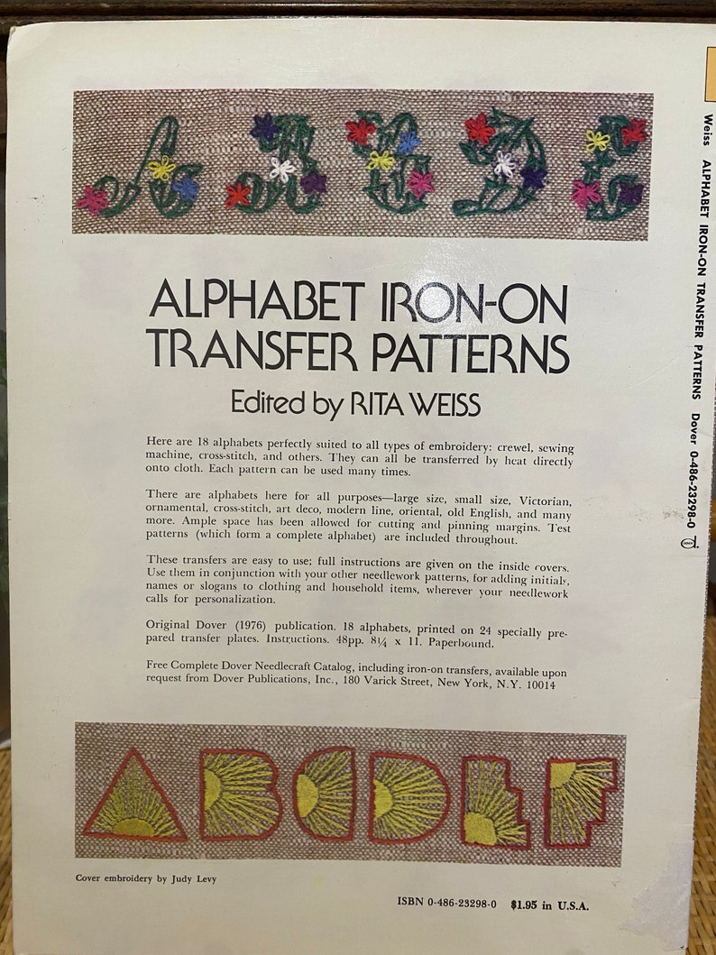 Needlepoint Alphabet Ironon Transfer Pattern Booklet by Rita Weiss