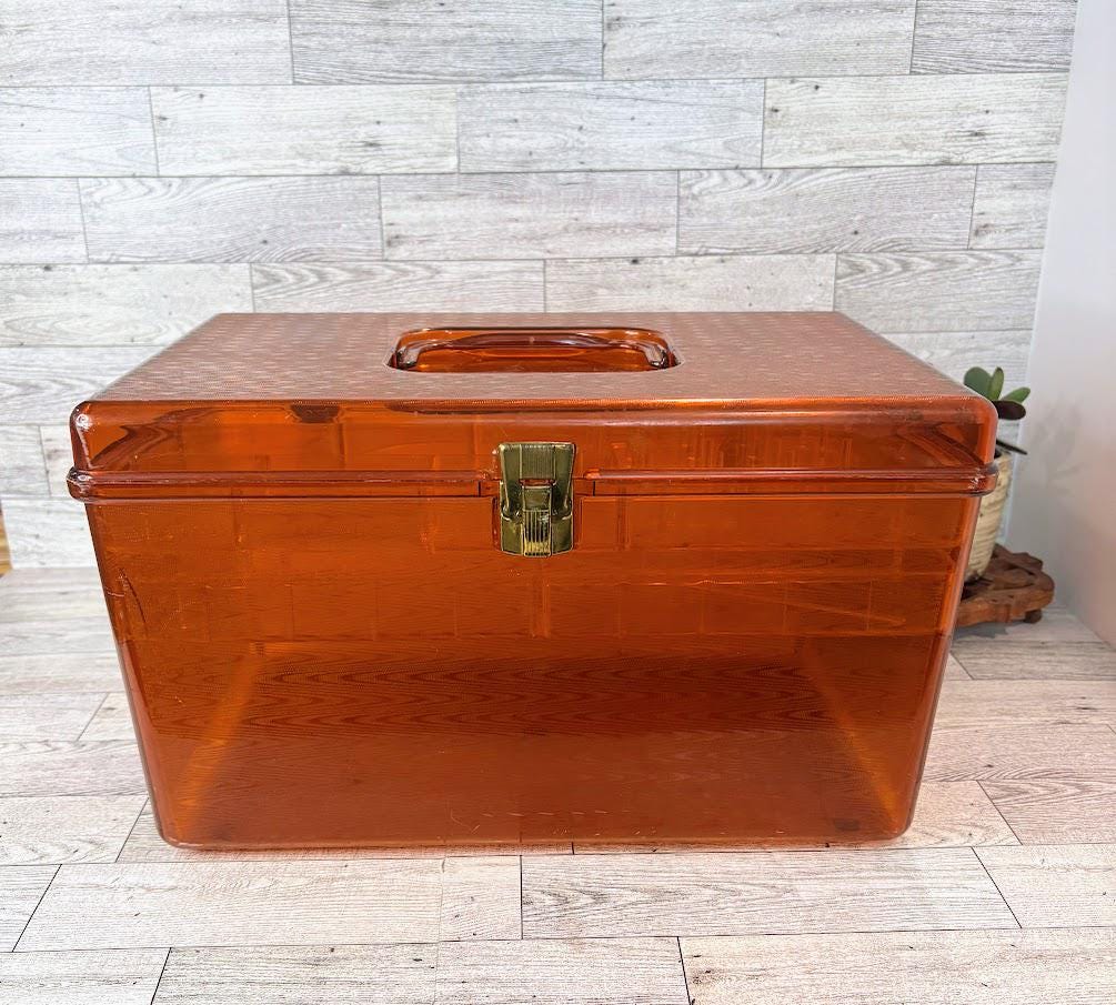 Vintage Large Wilson Mfg Sewing/Craft Box - Rusty Amber Color