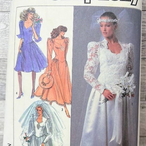 Vintage 1987 Simplicity Sewing Pattern No. 8414 - Misses&#39; Bride and Bridesmaid Gowns, Size 10