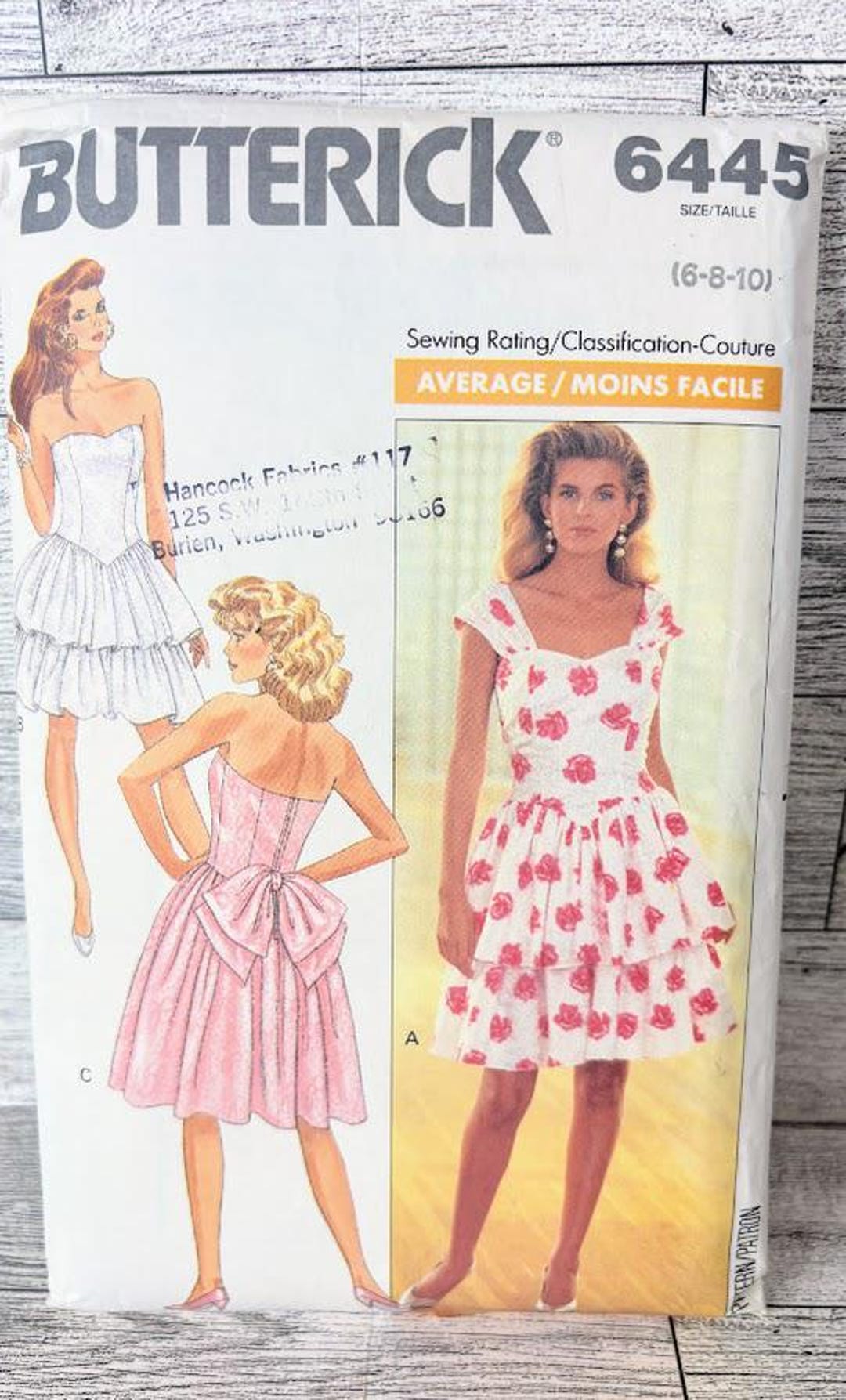 butterick formal dress patterns Vintage 1988 Pattern No. 6445 - Misses Dresses, Sizes 6-8-10 Sub-Category:BRACELETS