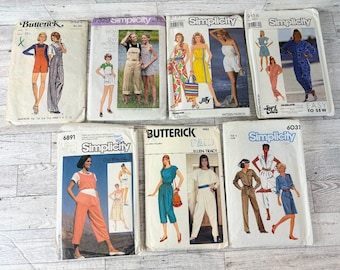 Vintage Jumpsuit Sewing Patterns - Misses Bibs, Romper YOUR CHOICE