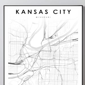 Kansas City Area MO Map Print Missouri USA Map Art Poster City Street Road Map Print Wall Office Decor Printable Map