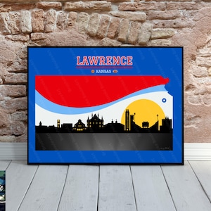 Lawrence Kansas Skyline Art City Skyline Print KS Art Print KU Art print with Lawrence KU Skyline Graduation Gift from Lawrence Kansas Art