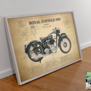 Royal Enfield Art Classic Motorcycle Model G Motorcycle Art Print Vintage Motorcycle Custom Motorcycle Art Royal Enfield Motorcycle Gift