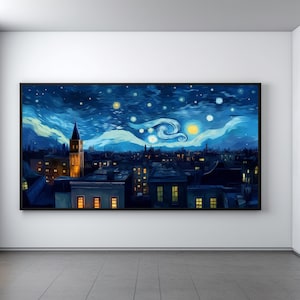 デジタルアート 星空の夜 ロンドン カスタムメイドギフト 有名な古典絵画のユニークなアート ヴィンセント・ヴァン・ゴッホ アール ギフト ブルースとスカイアート