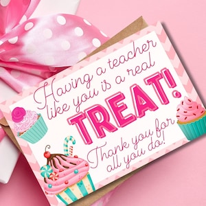 Tener un maestro como tú es un verdadero placer, tarjeta de agradecimiento, agradecimiento al maestro, agradecimiento al maestro, tarjeta de regalo de cupcakes, agradecimiento al maestro