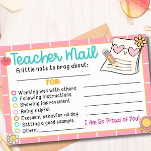 Groovy Lehrer-Mail-Notizkarte, gute Behavior-Anreize, Klassenzimmer-Managment, Motivationskarte, elementares Verhalten im Klassenzimmer, Retro