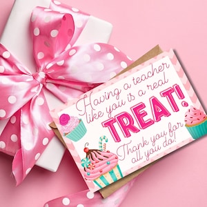 Avere un insegnante come te è un vero piacere, biglietto di ringraziamento, apprezzamento dell'insegnante, insegnante di ringraziamento, buono regalo cupcakes, insegnante di ringraziamento immagine 1