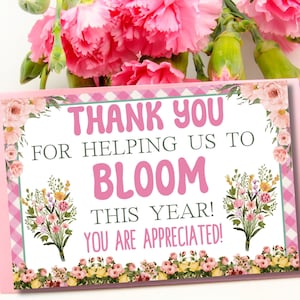 Thank You For Helping Us to Bloom, Thank You Tag, Teacher Appreciation, Employee Appreciation, Staff Appreciation, Flowers Gift Tag, PDF