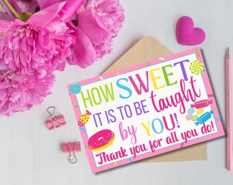 How Sweet it is to be Taught by You, Teacher Thank You, Teacher Appreciation Week, Thank You Tag, Gift Card Tag, Candy Thank You Tag, PDF