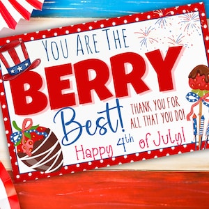Tu es la meilleure étiquette d'aliment du 4 juillet, Étiquette d'aliment aux fraises, Fraises au chocolat, Étiquette-cadeau du 4 juillet, Joyeux 4 juillet