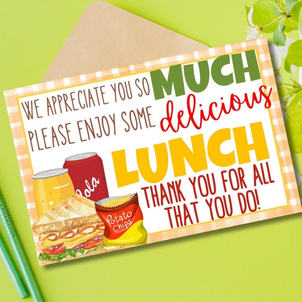 We Appreciate You So Much Please Enjoy Some Delicious Lunch, Staff Appreciation, Thank You Tag, Teacher Appreciation, Lunch Gift Tag