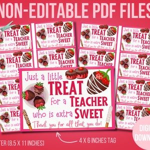 Just a Little Treat for a Teacher Who is Extra Sweet, Teacher Thank You Card, Teacher Appreciation, Thank You Tag, Gift Card Tag, PDF zdjęcie 2