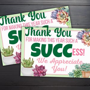 Merci d'avoir contribué à cette réussite cette année, Étiquette cadeau succulente, Étiquette de remerciement, Appréciation de l'enseignant, Appréciation du personnel, Étiquette de plante